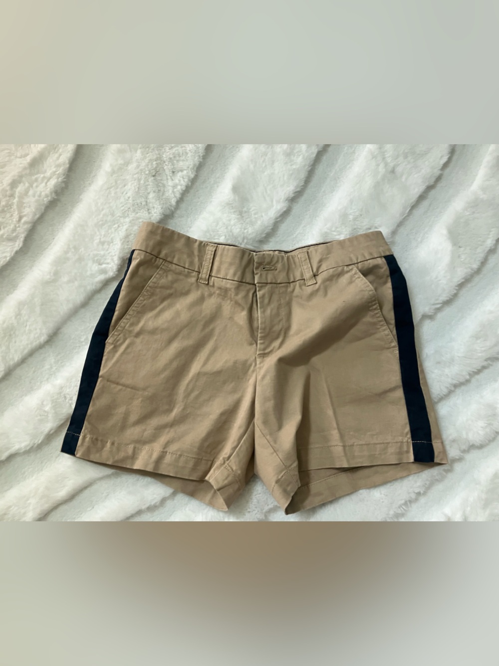 Tommy Hilfiger Khaki Shorts with Navy Side Stripe